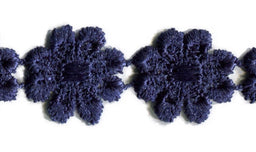 L100-N - COTTON GUIPURE DAISY TRIM NAVY (27.4m)