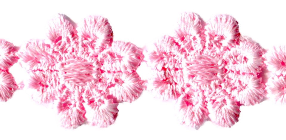 L100-P - COTTON GUIPURE DAISY TRIM PINK (27.4m)