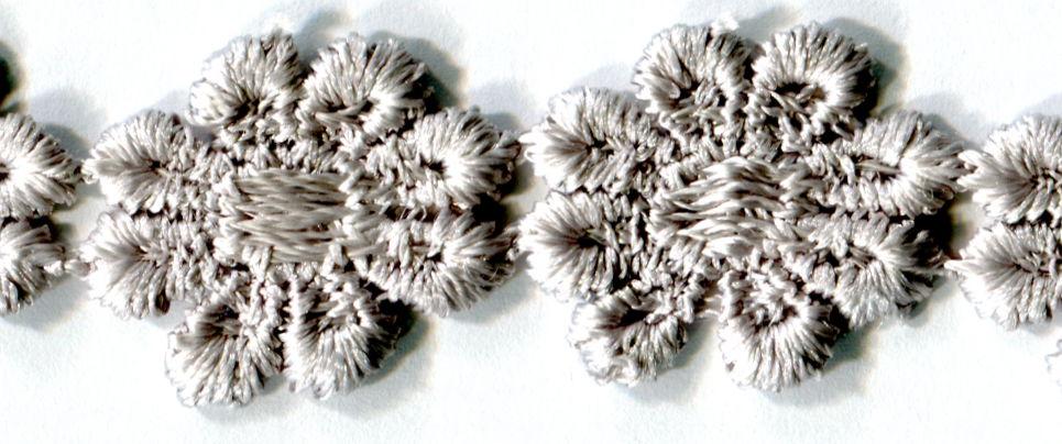 L100-SI - COTTON GUIPURE DAISY TRIM SILVER GREY (27.4m)