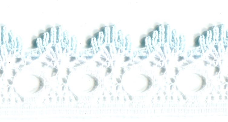 KNITTING IN EYELET LACE 18 mm BLUE/WHITE