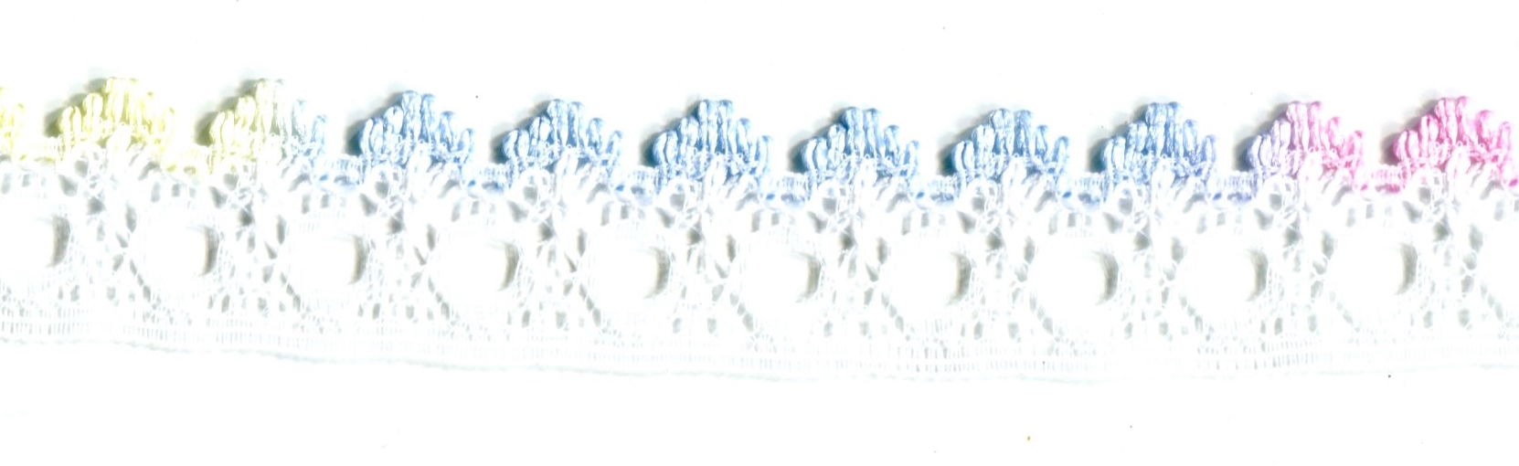 KNITTING IN EYELET LACE 18 mm MULTI/WHITE