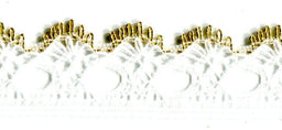 KNITTING IN EYELET LACE 18 mm GOLD/WHITE