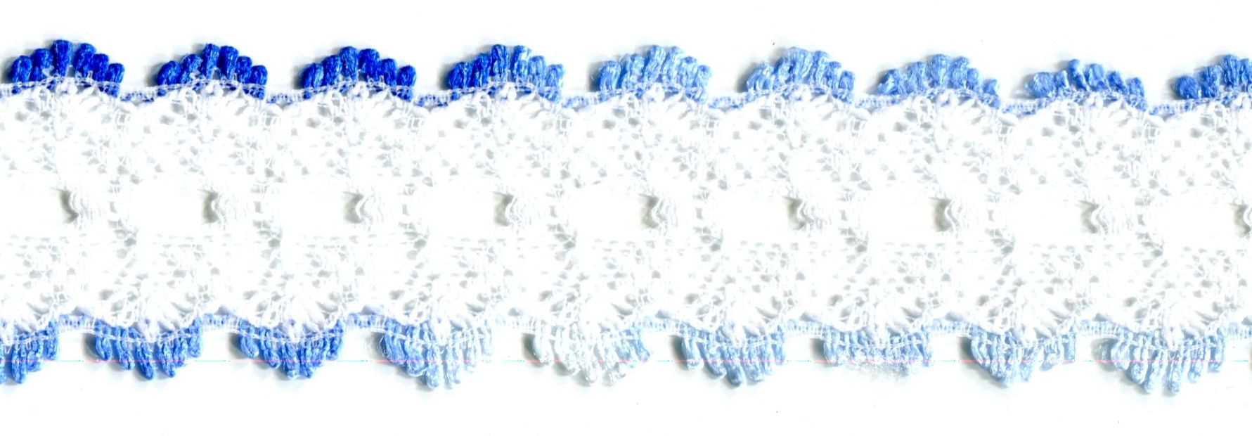EYELET LACE FLAT BLUE MIX 32 mm