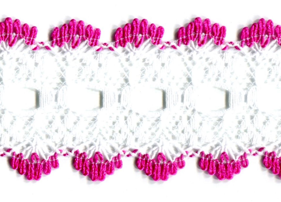 EYELET LACE FLAT CERISE 32 mm