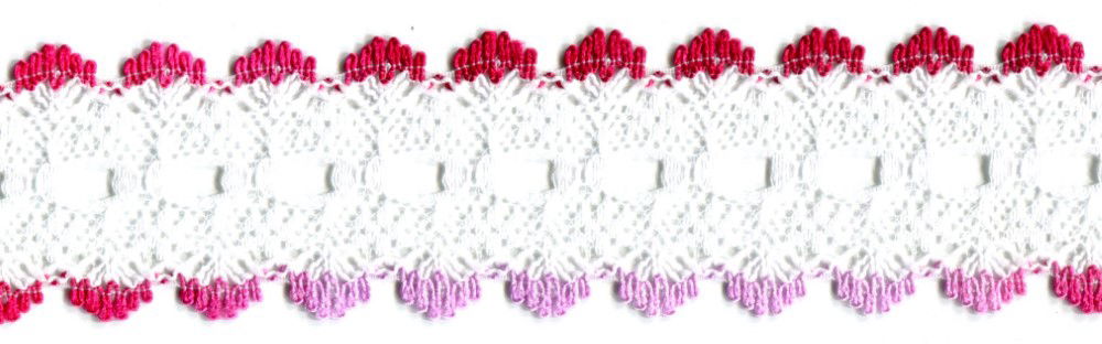 EYELET LACE FLAT HOT PINK MIX 32 mm