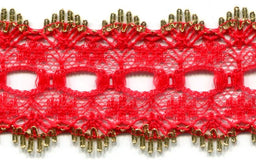 EYELET LACE FLAT RED/GOLD 32 mm