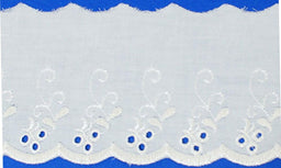 LBA240201W - LACE BROD ANGLAISE CHERRY 75mm WHITE FLAT (27.4m)