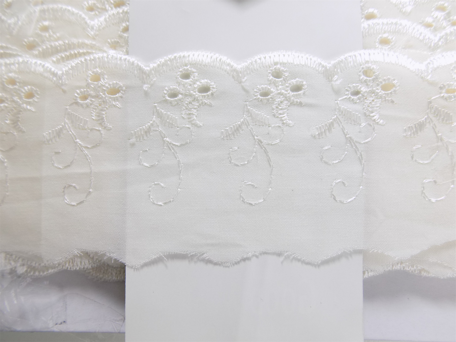 LBA240202I - **LACE BROD ANGLAISE CHERRY 75mm IVORY FLAT (54.8M)