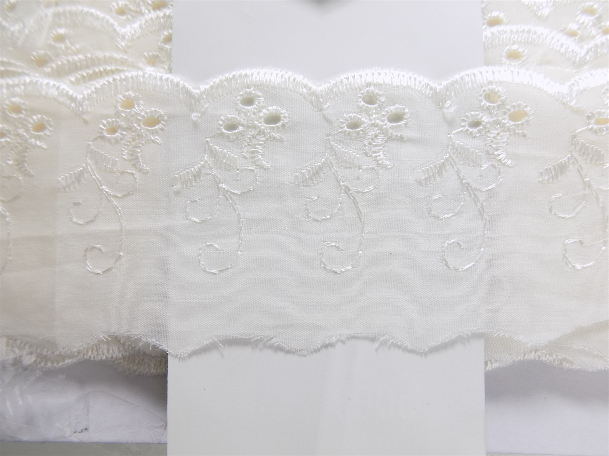 LBA240202I - **LACE BROD ANGLAISE CHERRY 75mm IVORY FLAT (54.8M)