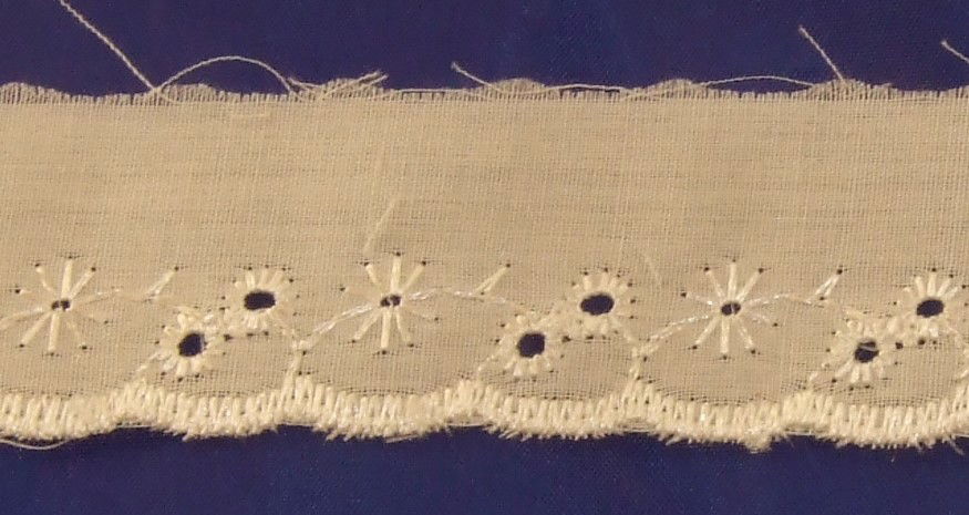 LBA245801W - LACE BROD ANGLAISE DAISY 25mm WHITE FLAT (27.4m)