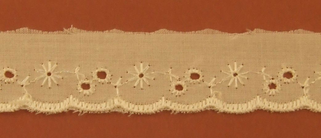 LBA245802I - LACE BROD ANGLAISE DAISY 25mm IVORY FLAT (54.8M)