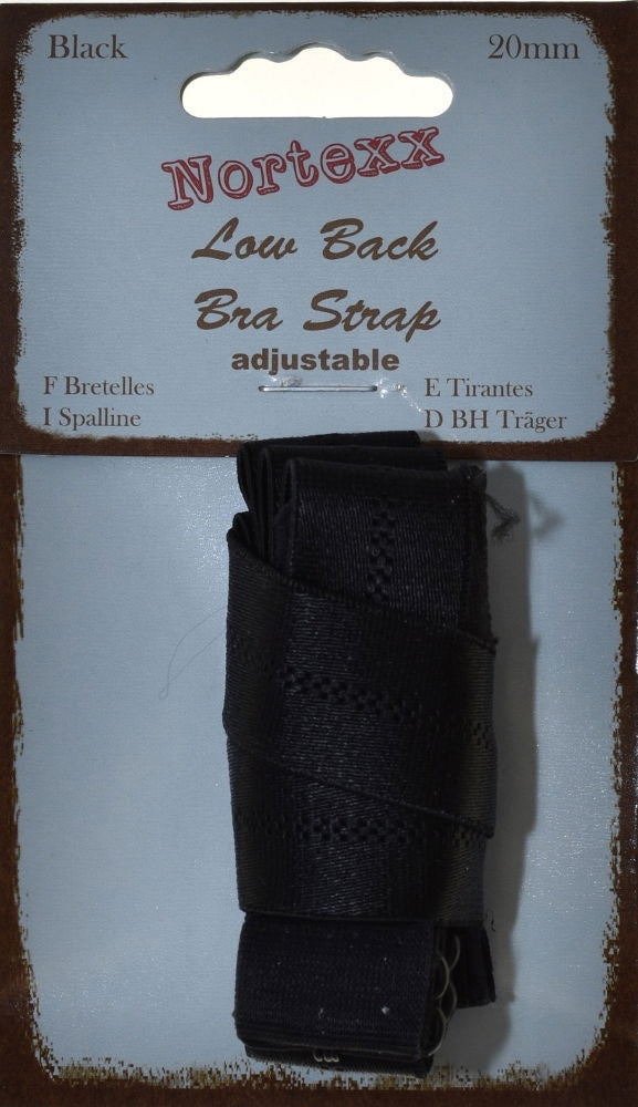 LBS-20X - NORTEXX LOW BACK BRA STRAP 20 mm BLACK
