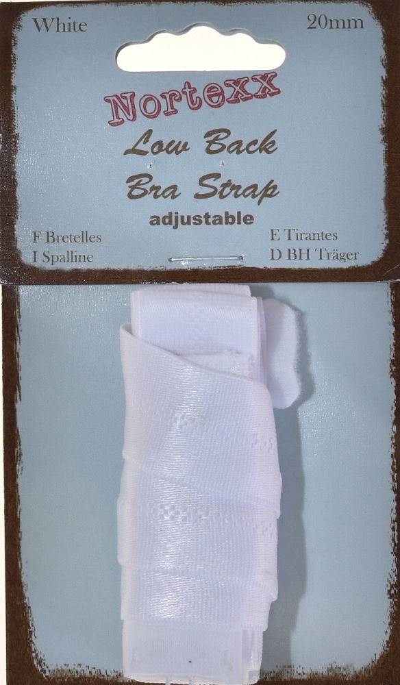 LBS-20 - NORTEXX LOW BACK BRA STRAP 20 mm WHITE