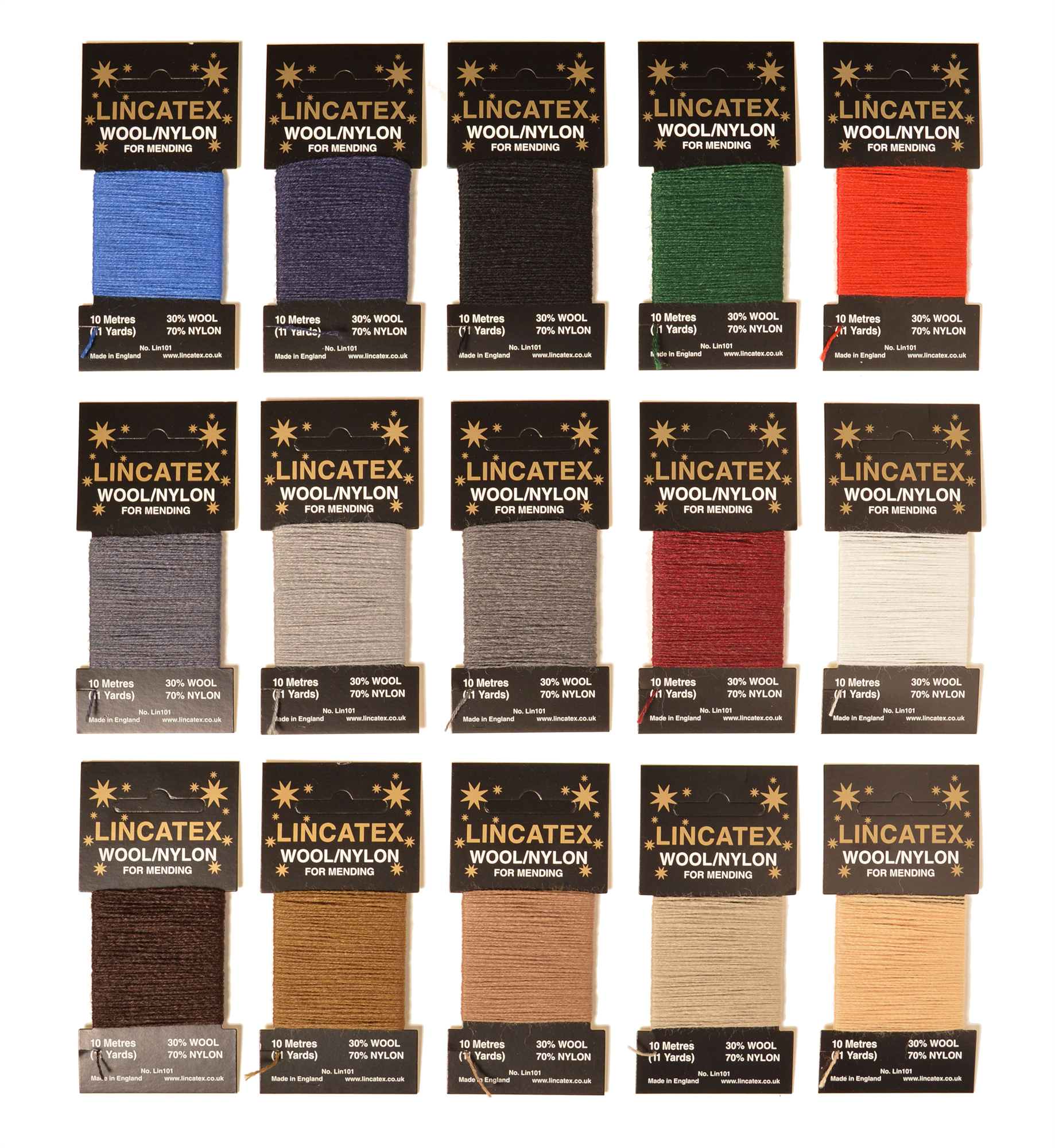 MW-A - GOLDRUSH MENDING WOOL 15 ASSTD (10m)