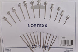 N900 - NORTEXX HATPINS 8.5CM X 1mm ASSTD METAL (12)