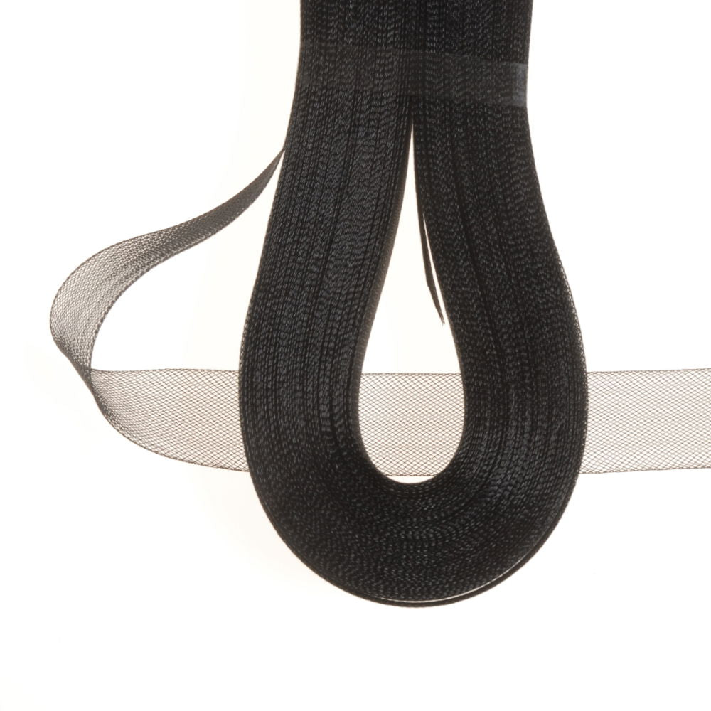 NHS-25X - 25mm BLACK NYLON HORSEHAIR WRAP X 50m