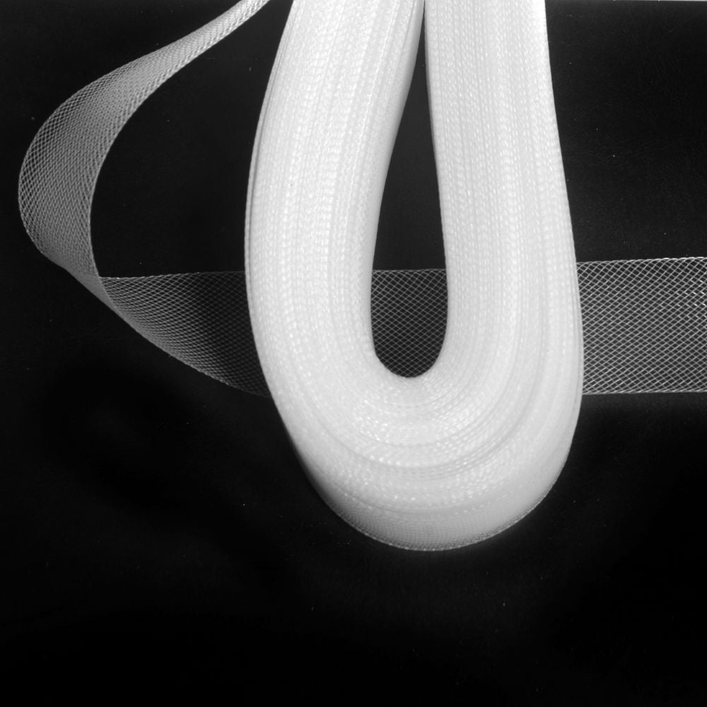 NHS-38 - 38mm WHITE NYLON HORSEHAIR WRAP X 50m