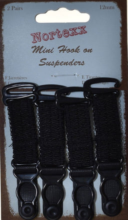 NSS-9X - NORTEXX MINI SUSPENDERS (2 PAIRS) BLACK