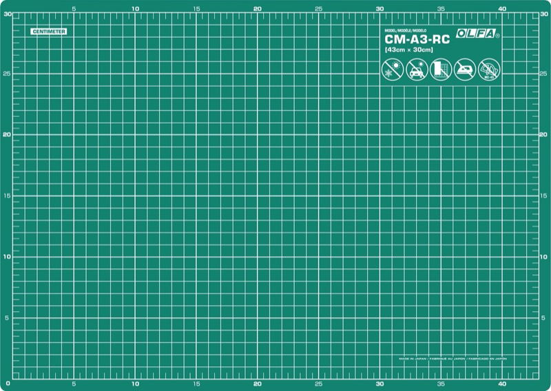 OLF-cmA3-RC - DOUBLE SIDED MULTI PURPOSE CUTTING MAT SELF HEALING 43X30cm