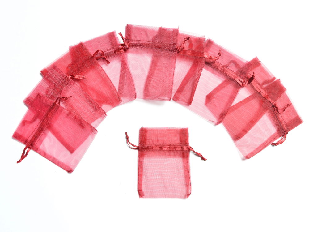 ORG1BU - ORGANZA FAVOUR BAGS 3 inch X 4 inch BURGUNDY