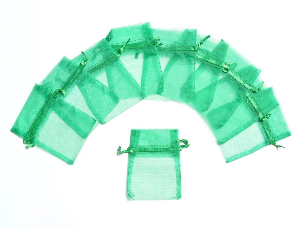 ORG1FG - ORGANZA FAVOUR BAGS 3 inch X 4 inch FOREST GREEN