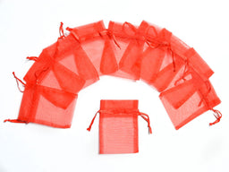 ORG1R - ORGANZA FAVOUR BAGS 3 inch X 4 inch RED