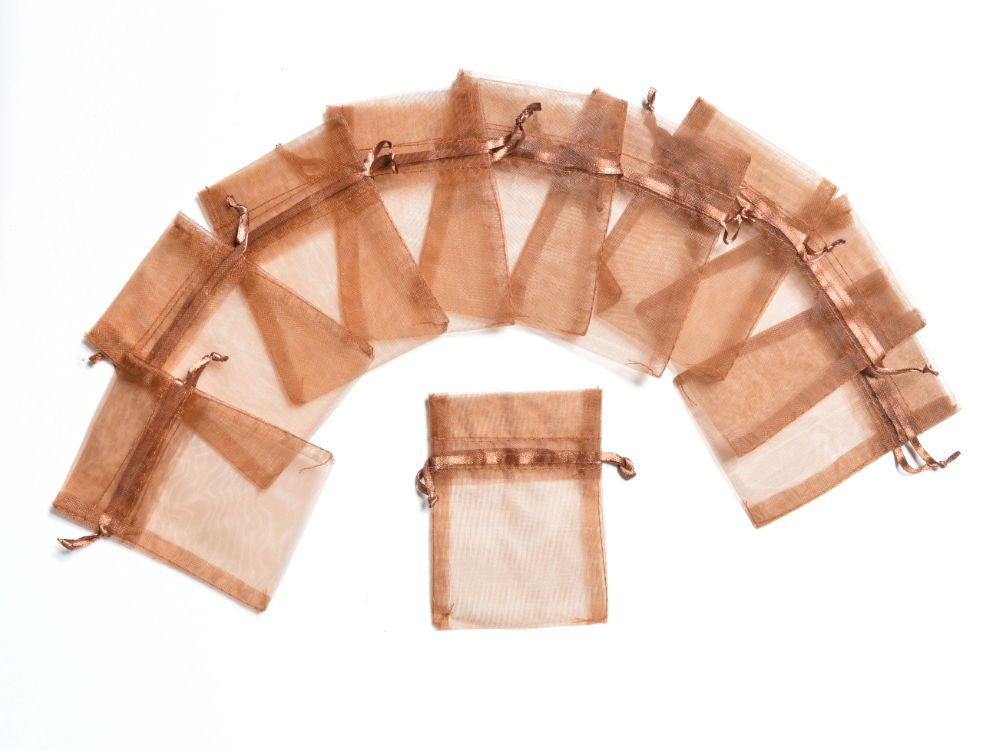 ORG2BR - ORGANZA FAVOUR BAGS 4 inch X 5 inch BROWN