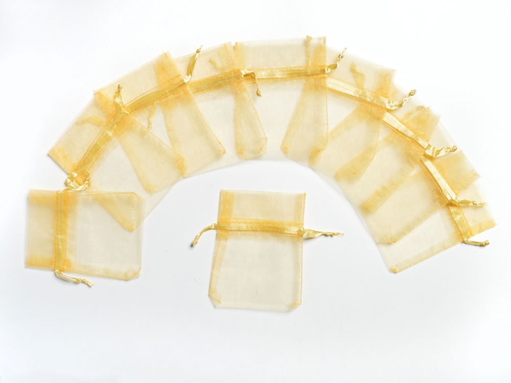 ORG2G - ORGANZA FAVOUR BAGS 4 inch X 5 inch GOLD