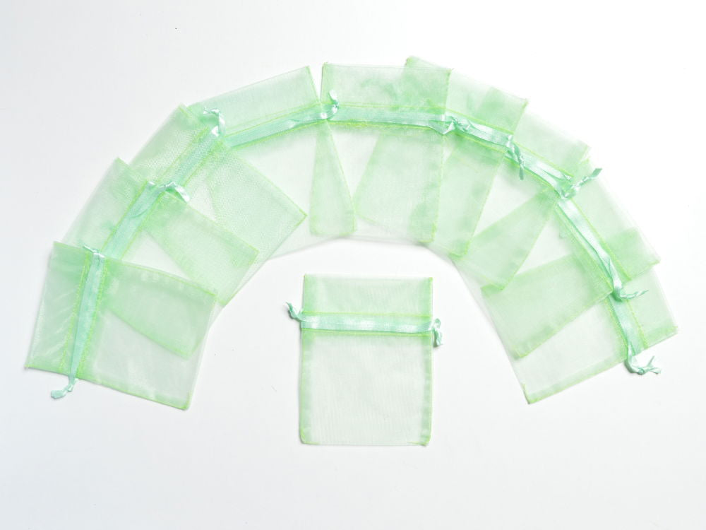 ORG2LG - ORGANZA FAVOUR BAGS 4 inch X 5 inch LT GREEN