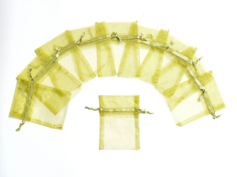 ORG2OL - ORGANZA FAVOUR BAGS 4 inch X 5 inch OLIVE GREEN