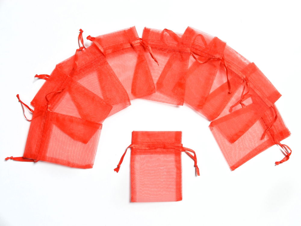 ORG2R - ORGANZA FAVOUR BAGS 4 inch X 5 inch RED