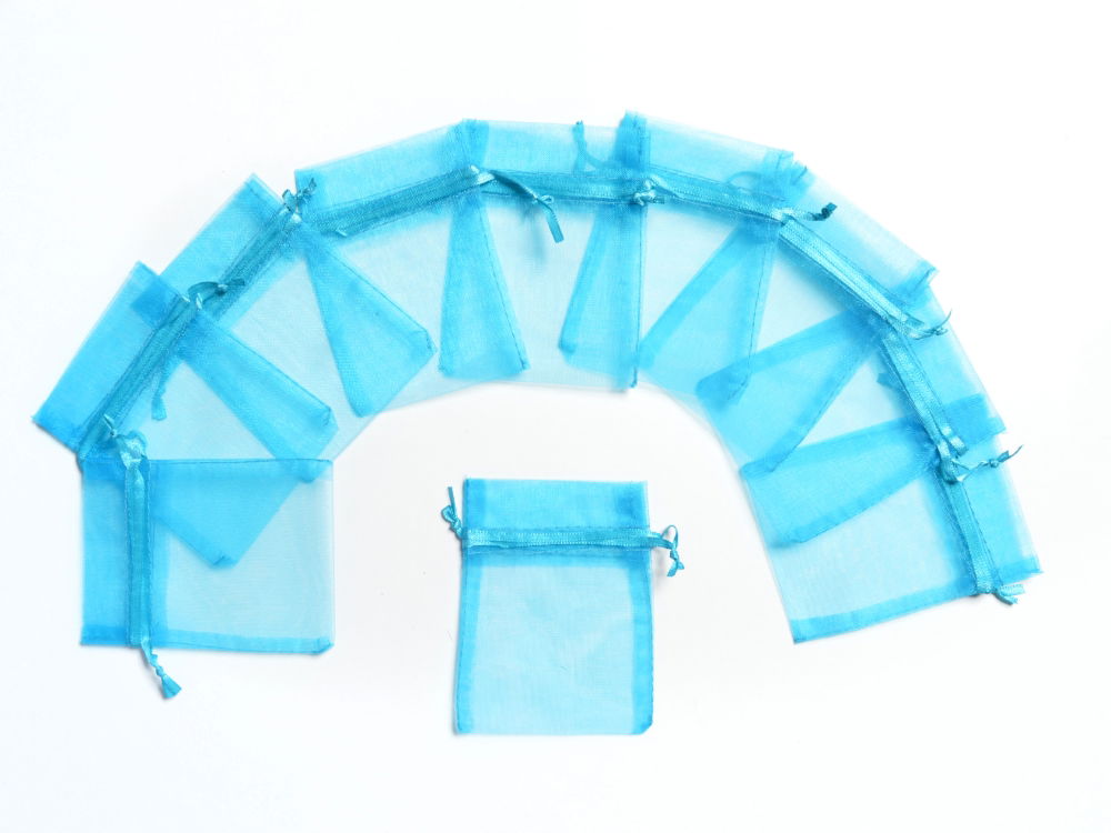 ORG2T - ORGANZA FAVOUR BAGS 4 inch X 5 inch TURQUOISE