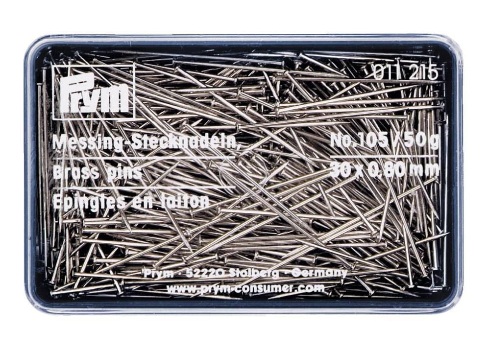 P011215 - Straight Pins Brass 105 silver 0.80x30mm x 50g