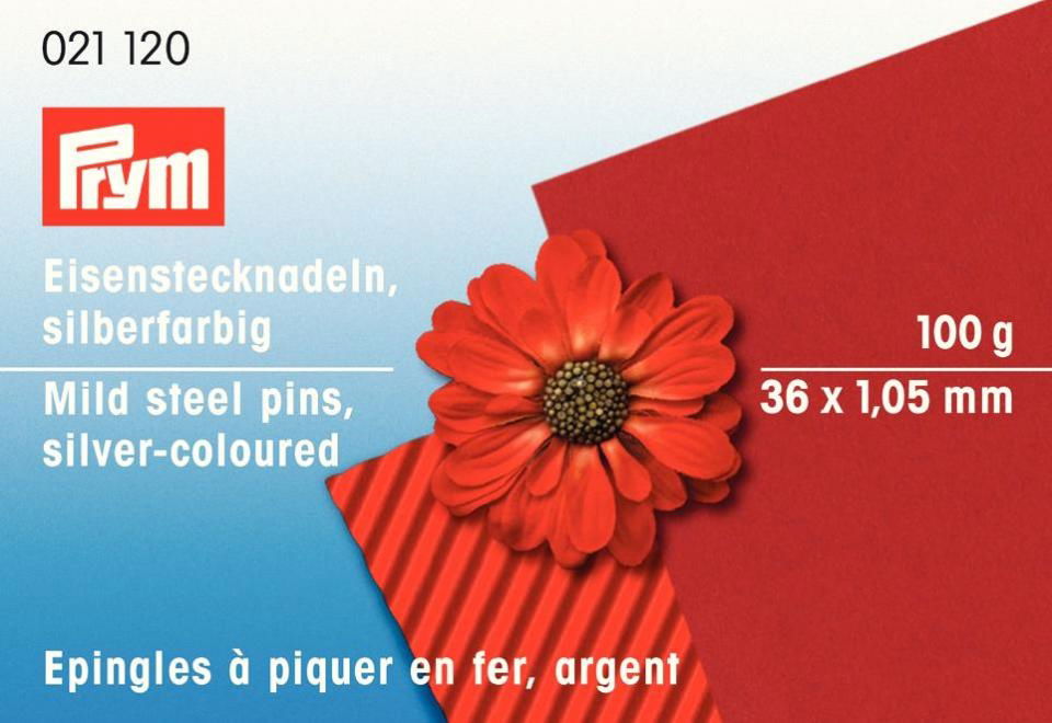 P021120 - Straight pins mild steel 1.05 x 36 mm silver col x 100g