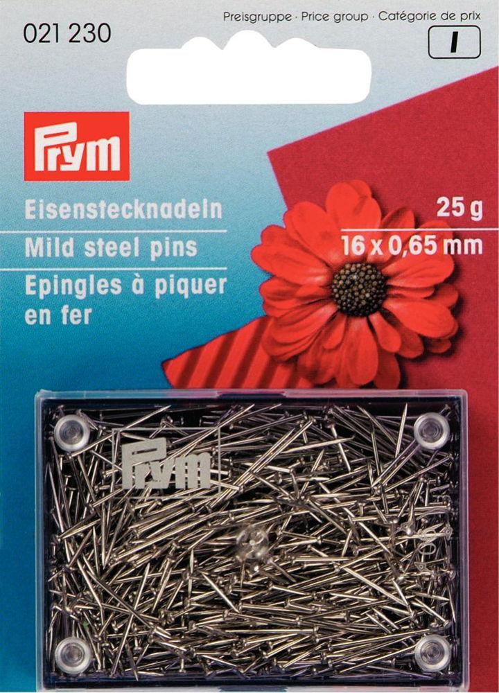 P021230 - Straight pins mild steel silver 0.65 x 16mm x 25g