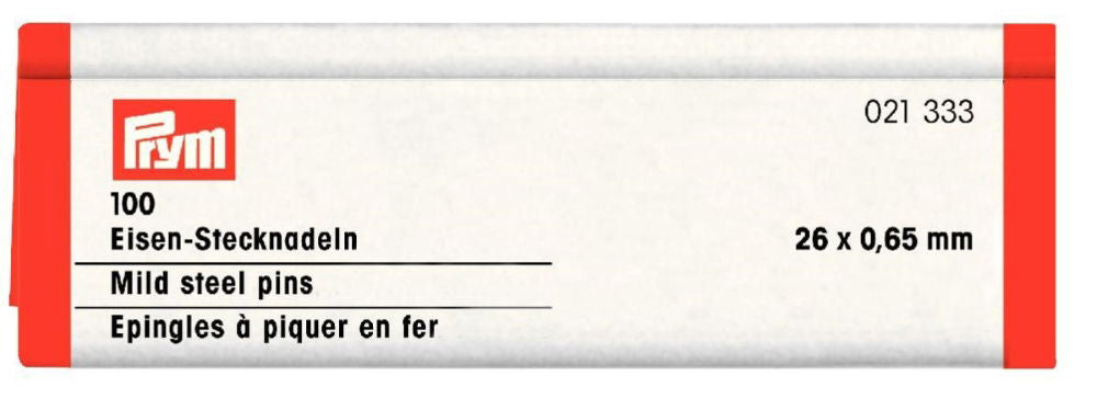 P021333 - **Straight pins mild steel 0.65 x 26mm silver x 100pc