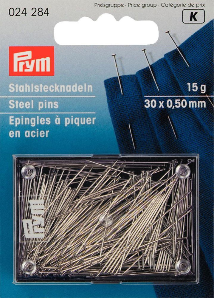 P024284 - Hard steel pins 0.50 x 30mm silver x 15g