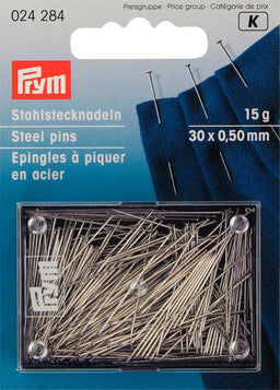 P024284 - Hard steel pins 0.50 x 30mm silver x 15g
