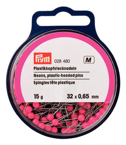 P028480 - Plastic-headed straight pins V2A 0.65 x 32mm neon pink x15g 11/11