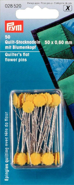 P028520 - Quilter's Flat Flower pins  0.60 x 50mm silver/yellow x 50pc