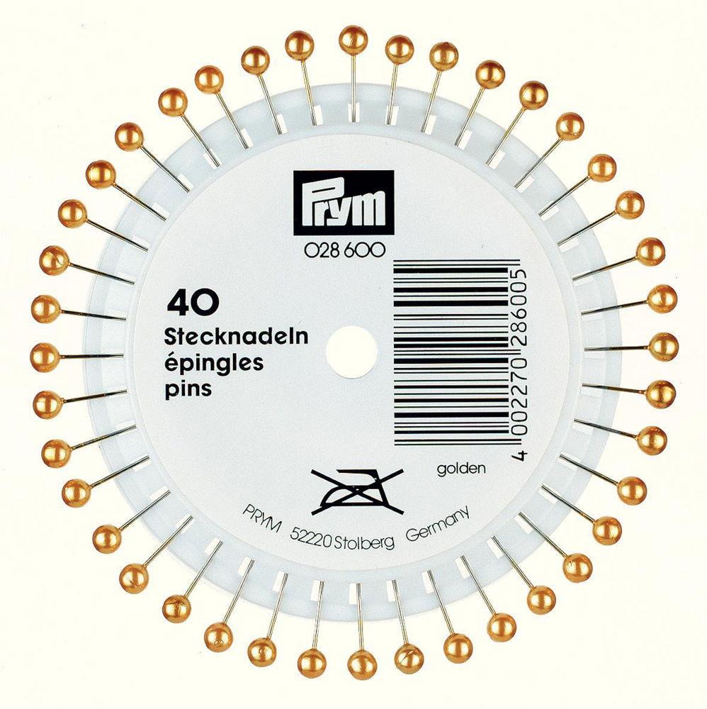 P028600 - Pearl-headed pins 0.58 x 40mm gold  x 40pc