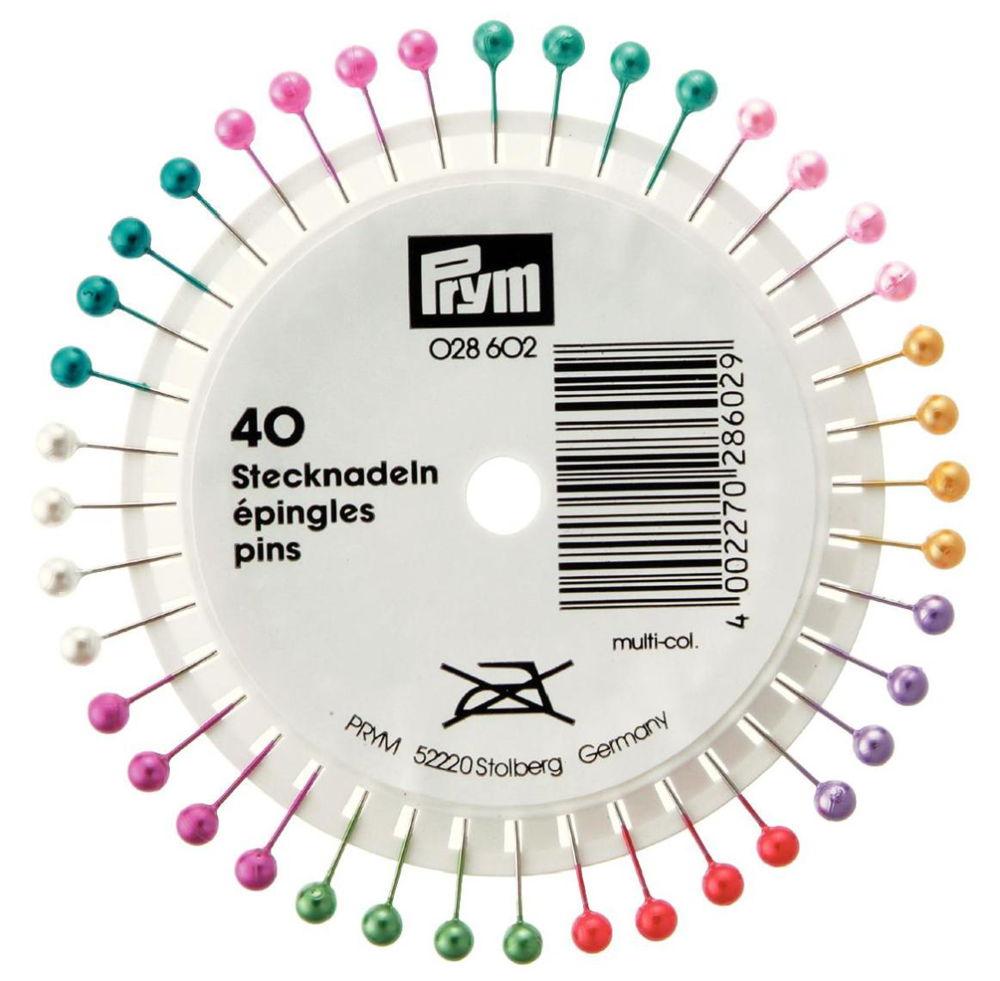 P028602 - Pearl-headed pins 0.58 x 40mm assorted x 40pc
