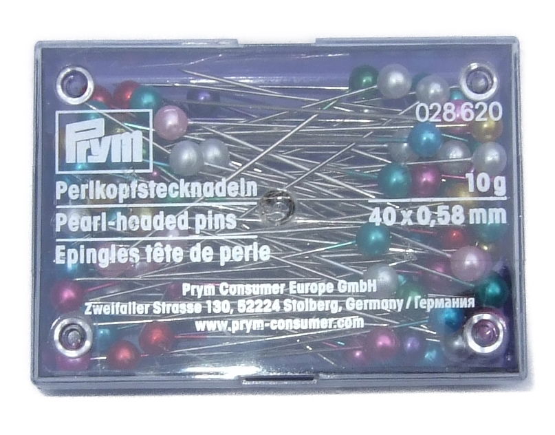 P028620 - Pearl-headed pins 0.58 x 40mm assorted  x 10g