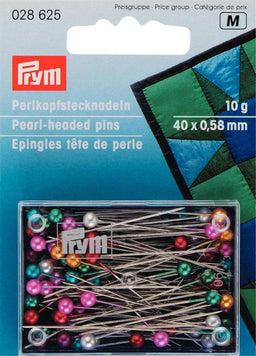 P028625 - Pearl-headed pins 0.58 x 40mm assorted x 10g