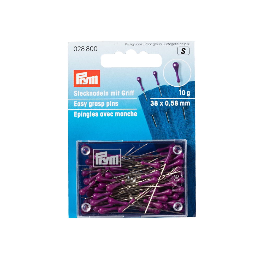 P028800 - EASY GRASP PINS 38 X 0.58MM SILVER COLOURED PURPLE