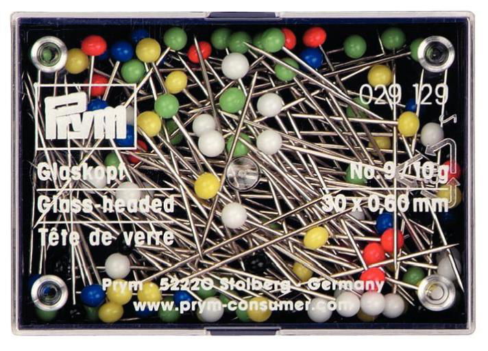 P029129 - Glass-headed Pins No. 9 assorted 0.60 x 30mm x 10g (10 BOX)