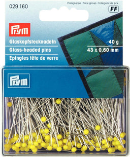 P029160 - GLASS-HEAD PINS 0.60 X 43mm YELLOW (3 CRD)