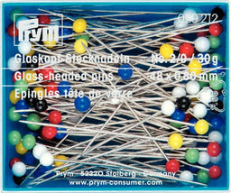 P029212 - Glass-headed Pins No. 2/0 assorted 0.80 x 48mm x 30g