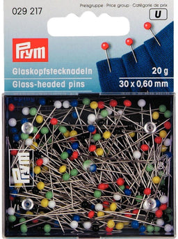 P029217 - Prym Glass headed pin No.9 assorted 0.60 x 30mm 20g