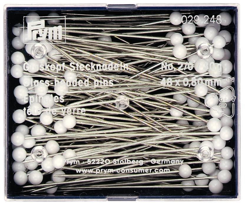 P029248 - GLASS HEAD PINS NO.2/0 WHITE 0.80 X 48mm